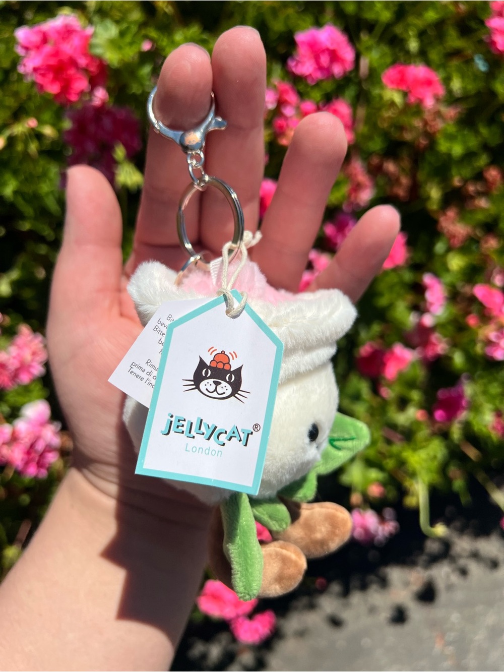 WHITE ROSE PLUSH KEYCHAIN - Picture 2 of 6
